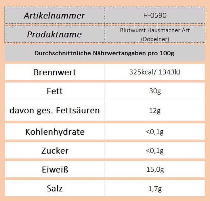 Blutwurst Hausmacher Art (Döbelner) - Ossiladen I Ostprodukte Versand