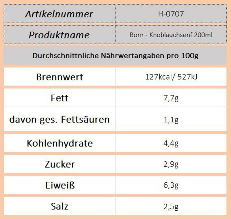 Born - Knoblauchsenf 200ml