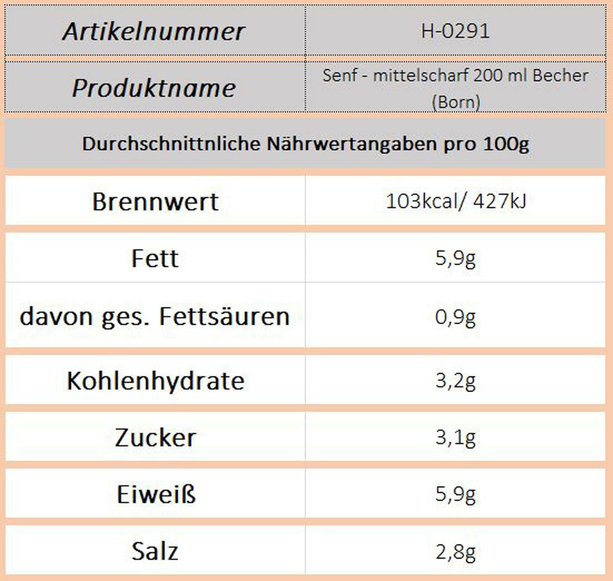 Born Senf - mittelscharf - Ossiladen I Ostprodukte Versand