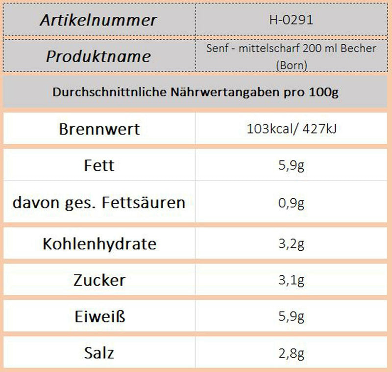 Born Senf - mittelscharf - Ossiladen I Ostprodukte Versand