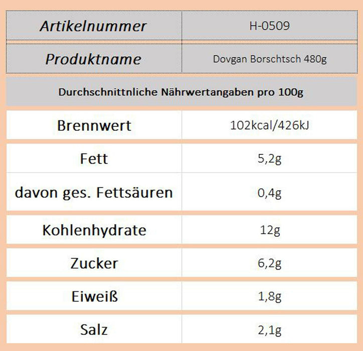 Dovgan Borschtsch 480g - Ossiladen I Ostprodukte Versand