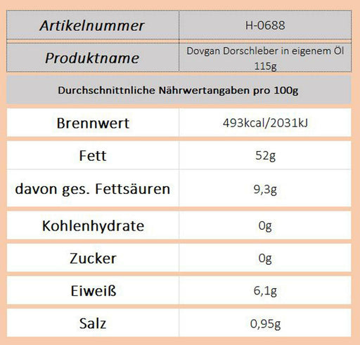 Dovgan Dorschleber in eigenem Öl 115g - Ossiladen I Ostprodukte Versand