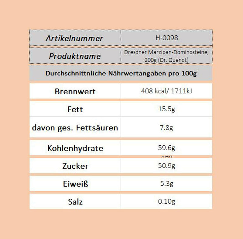 Dresdner Marzipan-Dominosteine, 200g (Dr. Quendt) - Ossiladen I Ostprodukte Versand