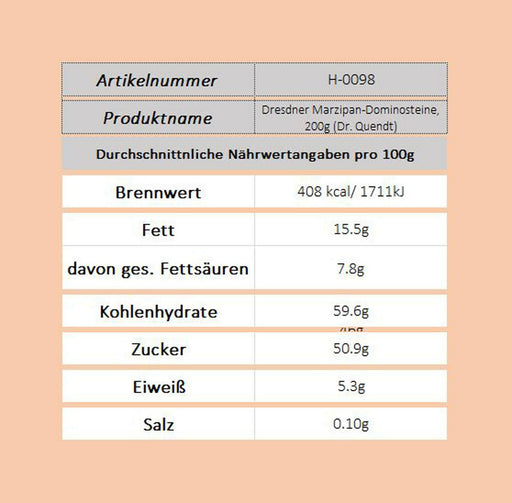 Dresdner Marzipan-Dominosteine, 200g (Dr. Quendt) - Ossiladen I Ostprodukte Versand