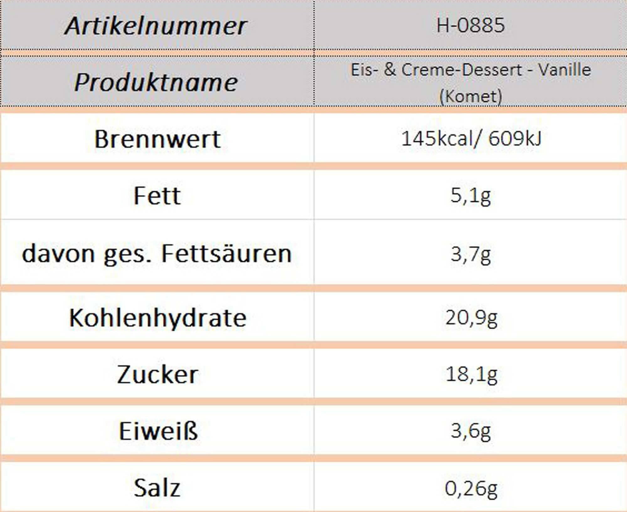 Eis- & Creme-Dessert - Vanille (Komet) - Ossiladen I Ostprodukte Versand
