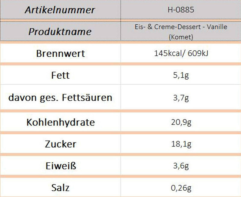 Eis- & Creme-Dessert - Vanille (Komet) - Ossiladen I Ostprodukte Versand