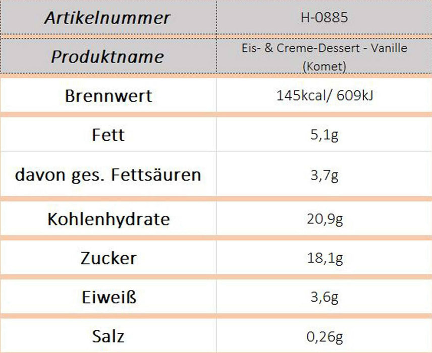 Eis- & Creme-Dessert - Vanille (Komet) - Ossiladen I Ostprodukte Versand