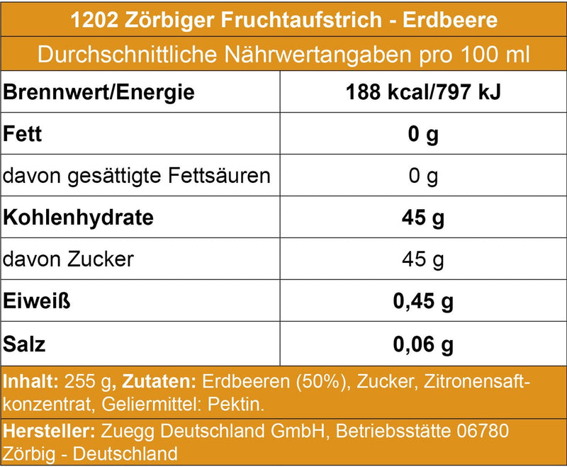Erdbeere Fruchtaufstrich (Zörbiger) - Ossiladen I Ostprodukte Versand