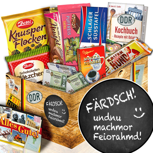 Färdsch! Und nu machmor Feiorahmd - Geschenkset Ostpaket "Schokoladenbox M" - Ossiladen I Ostprodukte Versand