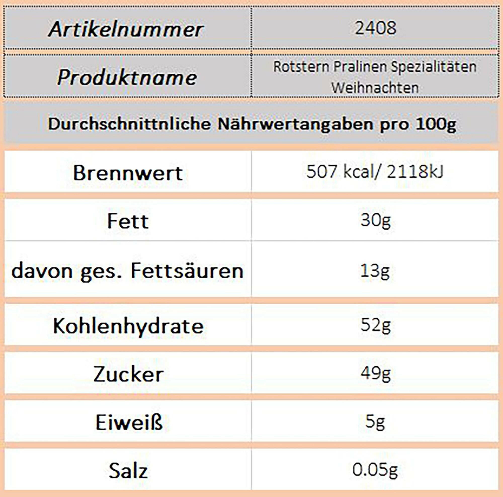 Feine Pralinen - Weihnachtsmotiv (Rotstern)
