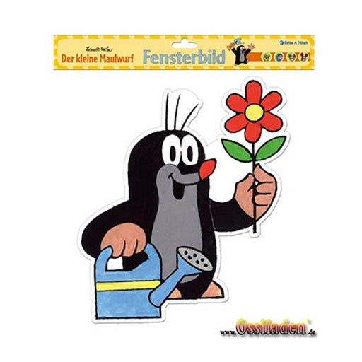 Fensterbild - Maulwurf mit Gießkanne
