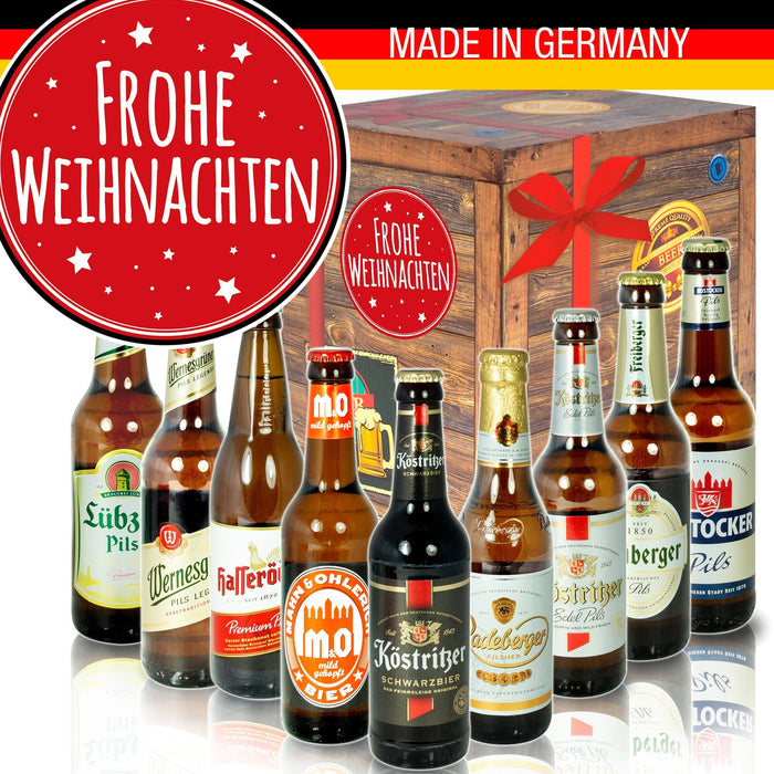 Frohe Weihnachten - Bier Geschenk Set "Ostbiere" 9er Set - Ossiladen I Ostprodukte Versand