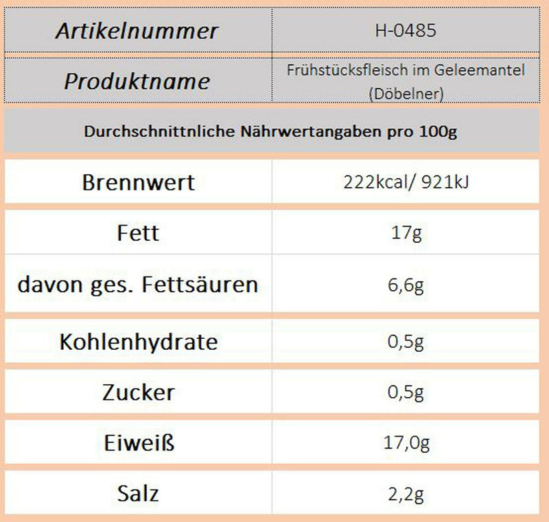 Frühstücksfleisch im Geleemantel (Döbelner) - Ossiladen I Ostprodukte Versand