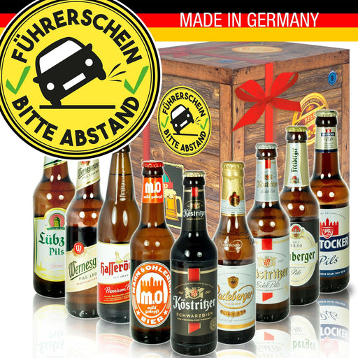 Führerschein bestanden - Bitte Abstand - Geschenkbox "Ostbiere" 9er Set - Ossiladen I Ostprodukte Versand