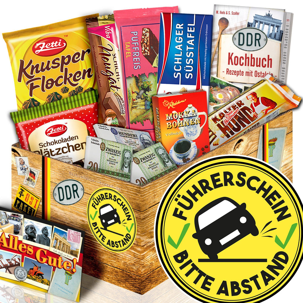 ostprodukte-versand Führerschein + Süßes Ostpaket Geschenkset + Führerschein  bestanden Geschenk : : Lebensmittel & Getränke