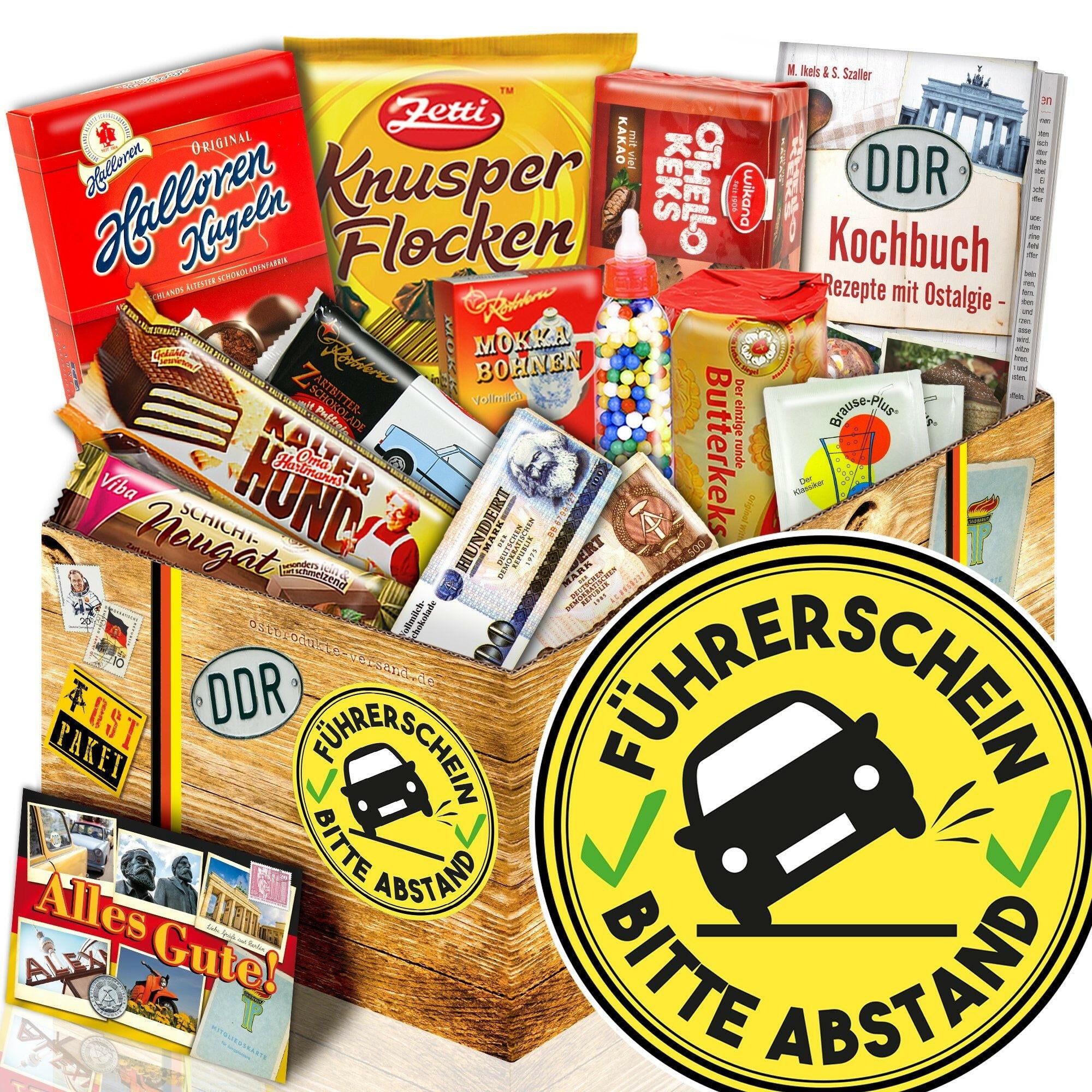 Führerschein bestanden - Bitte Abstand - Süßigkeiten Set DDR L - Ossiladen I Ostprodukte Versand