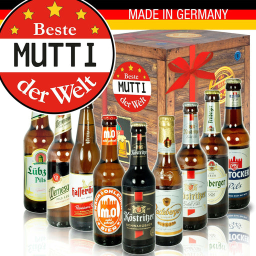 Geschenkbox "Ostbiere" 9er Set - "Beste Mama / Mutti" - Ossiladen I Ostprodukte Versand
