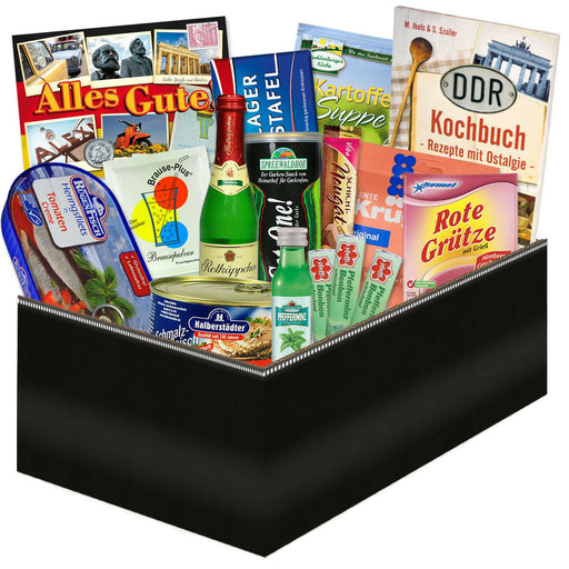 Geschenkset Ostpaket "DDR gemischt klein" in schwarzer Geschenkbox - Ossiladen I Ostprodukte Versand
