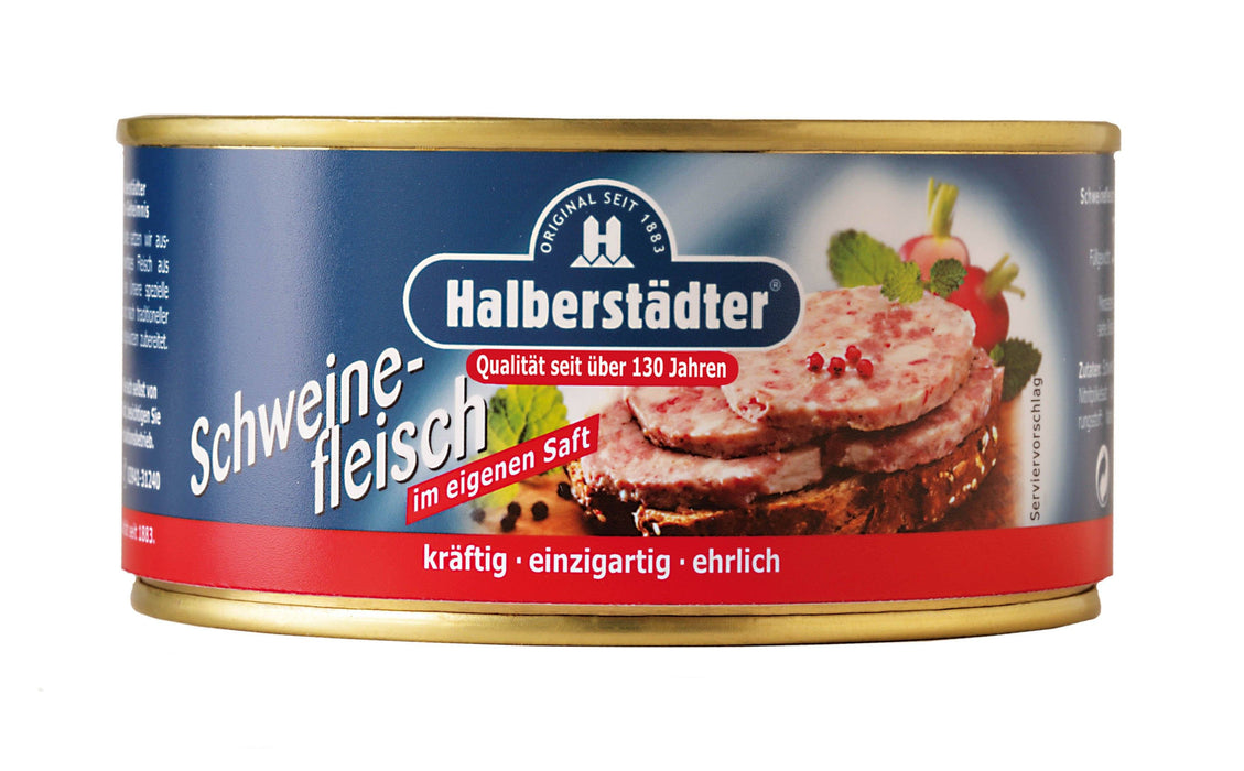 Halberstädter Schweinefleisch im eigenen Saft - Ossiladen I Ostprodukte Versand