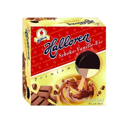 Halloren Schoko-Vanille Eis am Stiel, 6x65ml
