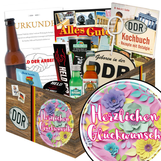 Herzlichen Glückwunsch Blume - Geschenkset Ostpaket "Männer Box" - Ossiladen I Ostprodukte Versand