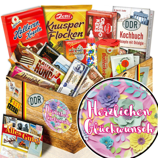 Herzlichen Glückwunsch Blume - Süßigkeiten Set DDR L - Ossiladen I Ostprodukte Versand