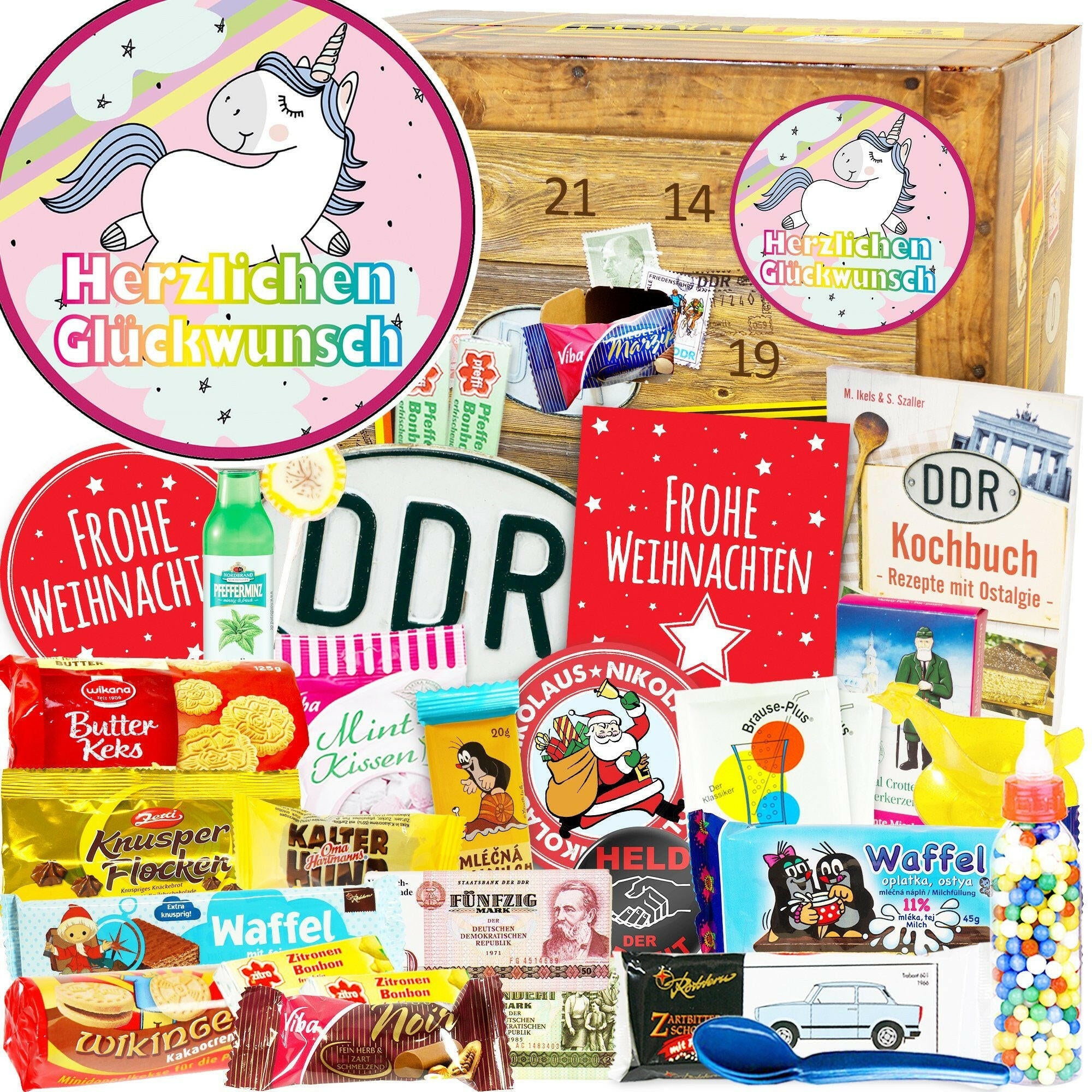 Herzlichen Glückwunsch Einhorn - DDR Adventskalender - Ossiladen I Ostprodukte Versand