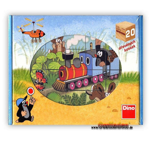 Holzwürfelpuzzle - der kleine Maulwurf - blau 20 Teile