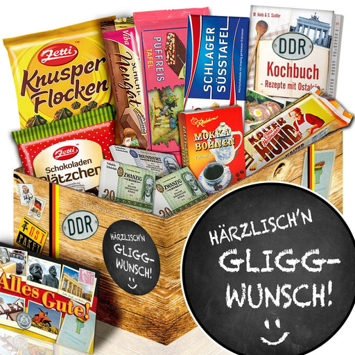 Härzlisch'n Gliggwunsch - Geschenkset Ostpaket "Schokoladenbox M" - Ossiladen I Ostprodukte Versand