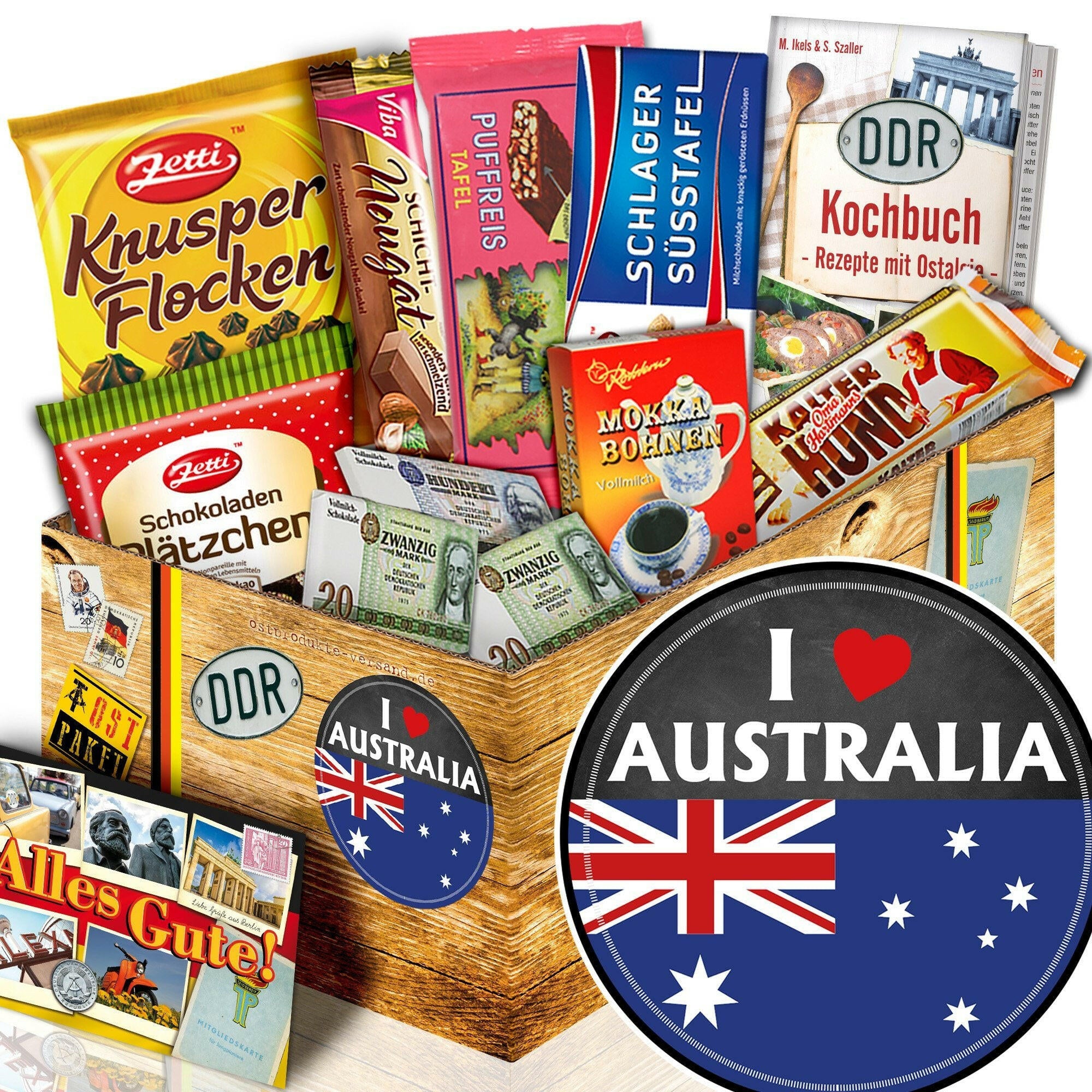 I Love Australia - Geschenkset Ostpaket "Schokoladenbox M" - Ossiladen I Ostprodukte Versand
