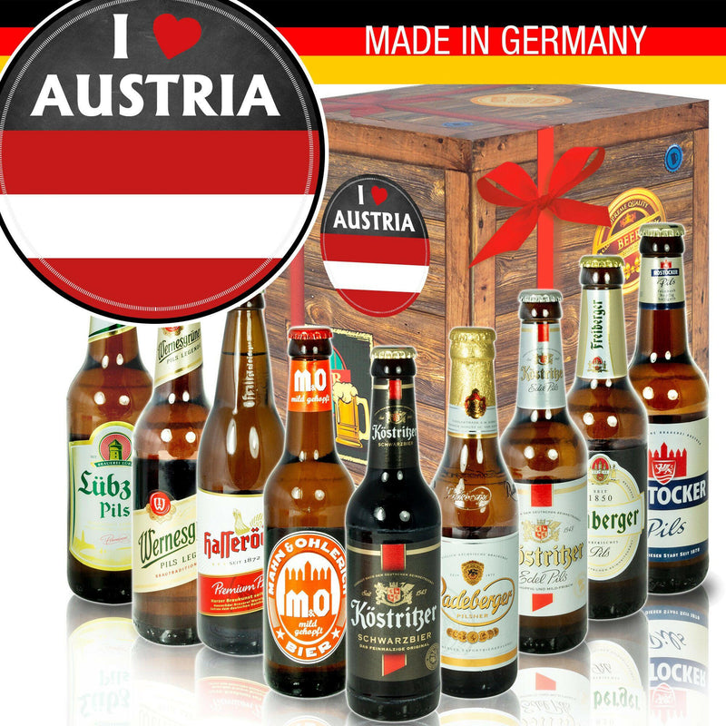 I Love Austria - Geschenkbox "Ostbiere" 9er Set - Ossiladen I Ostprodukte Versand