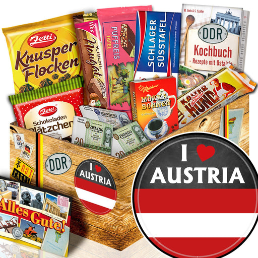 I Love Austria - Geschenkset Ostpaket "Schokoladenbox M" - Ossiladen I Ostprodukte Versand