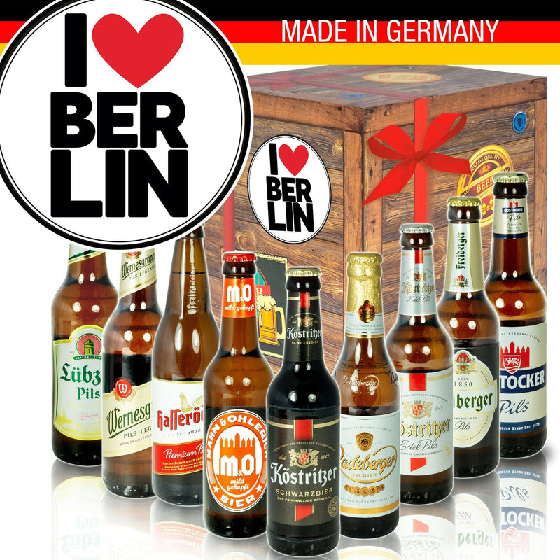 I Love Berlin - Geschenkbox "Ostbiere" 9er Set - Ossiladen I Ostprodukte Versand