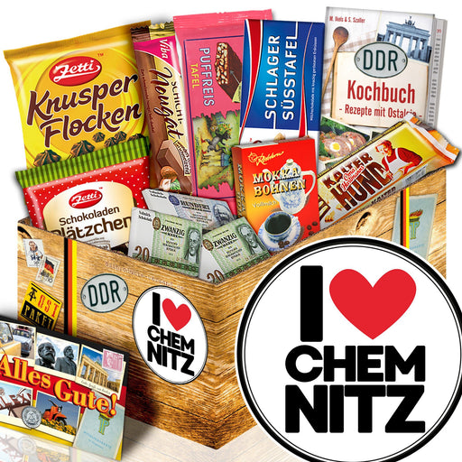 I Love Chemnitz - Geschenkset Ostpaket "Schokoladenbox M" - Ossiladen I Ostprodukte Versand