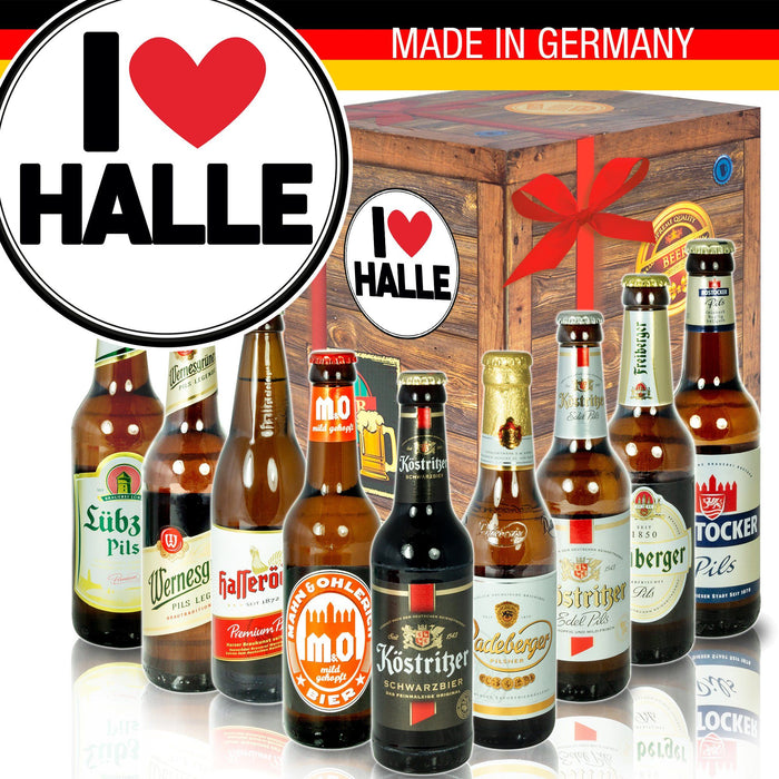 I Love Halle - Geschenkbox "Ostbiere" 9er Set - Ossiladen I Ostprodukte Versand