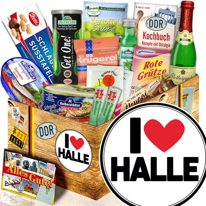 I love Halle - Spezialitäten Set M - Ossiladen I Ostprodukte Versand
