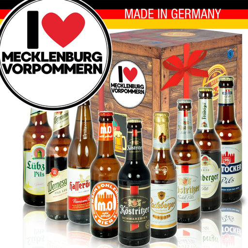 I Love Mecklenburg - Geschenkbox "Ostbiere" 9er Set - Ossiladen I Ostprodukte Versand