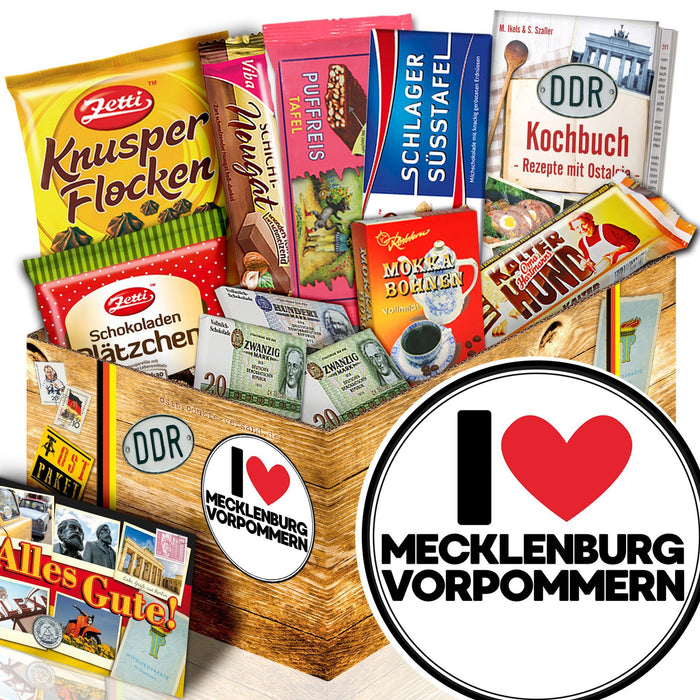 I Love Mecklenburg - Geschenkset Ostpaket "Schokoladenbox M" - Ossiladen I Ostprodukte Versand