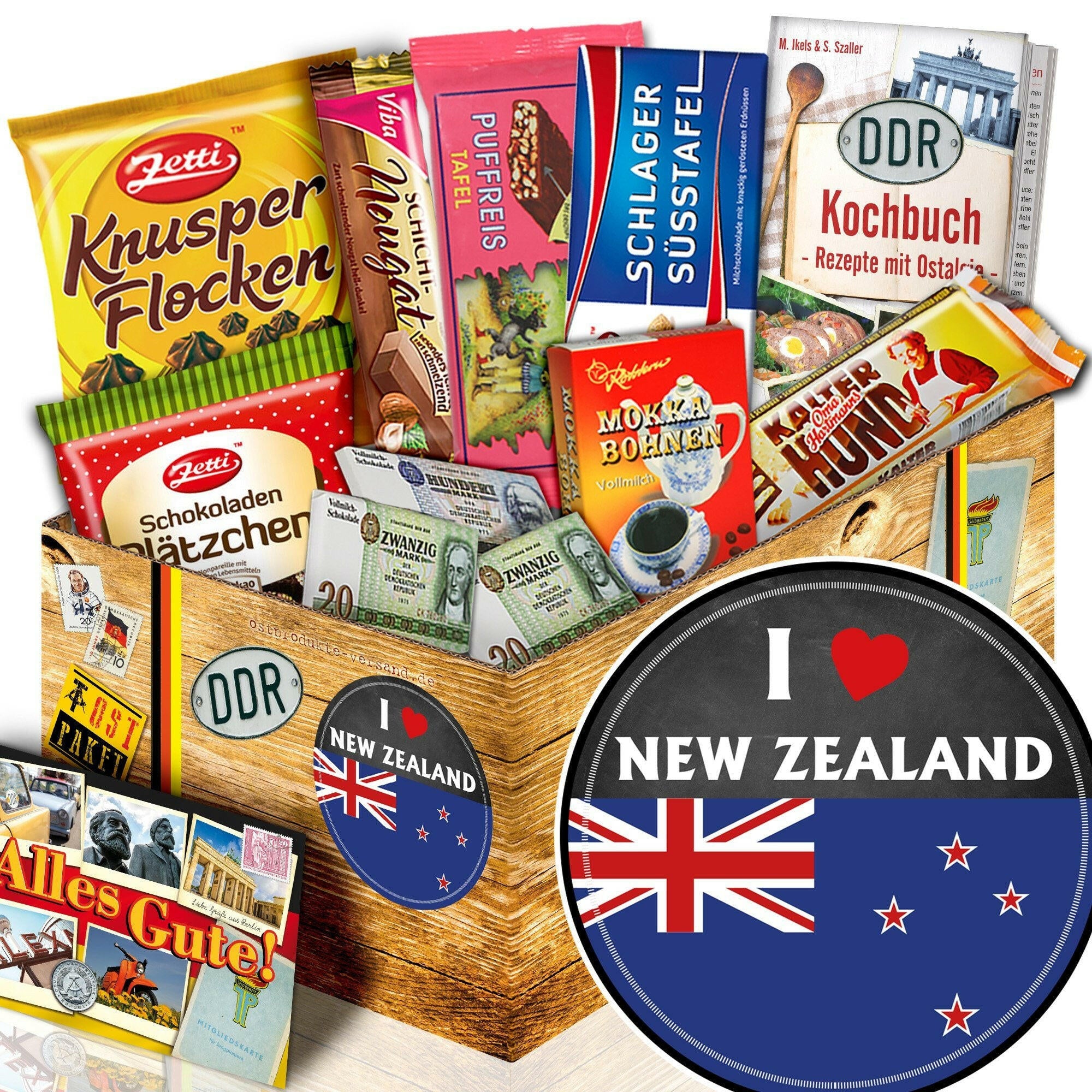 I Love New Zealand - Geschenkset Ostpaket "Schokoladenbox M" - Ossiladen I Ostprodukte Versand