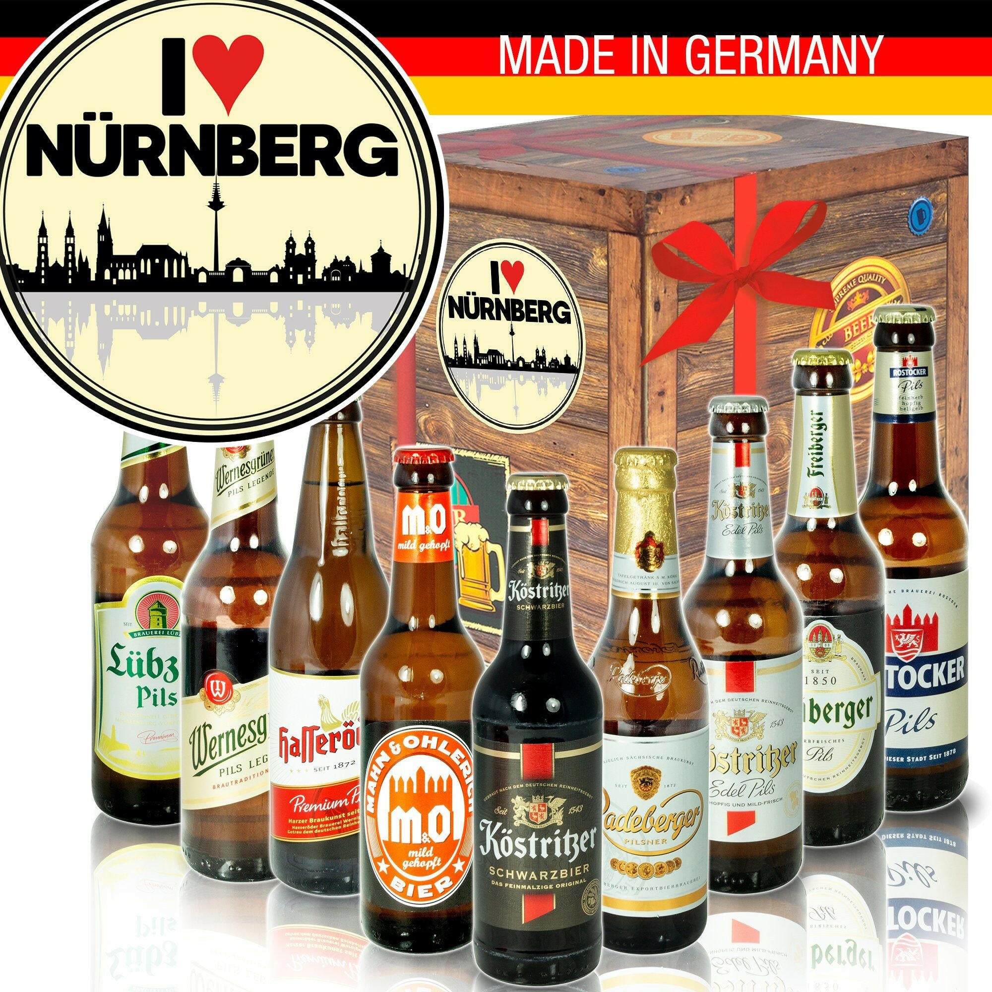 I Love Nürnberg - Geschenkbox "Ostbiere" 9er Set - Ossiladen I Ostprodukte Versand
