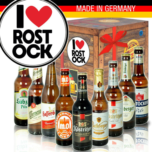 I Love Rostock - Geschenkbox "Ostbiere" 9er Set - Ossiladen I Ostprodukte Versand