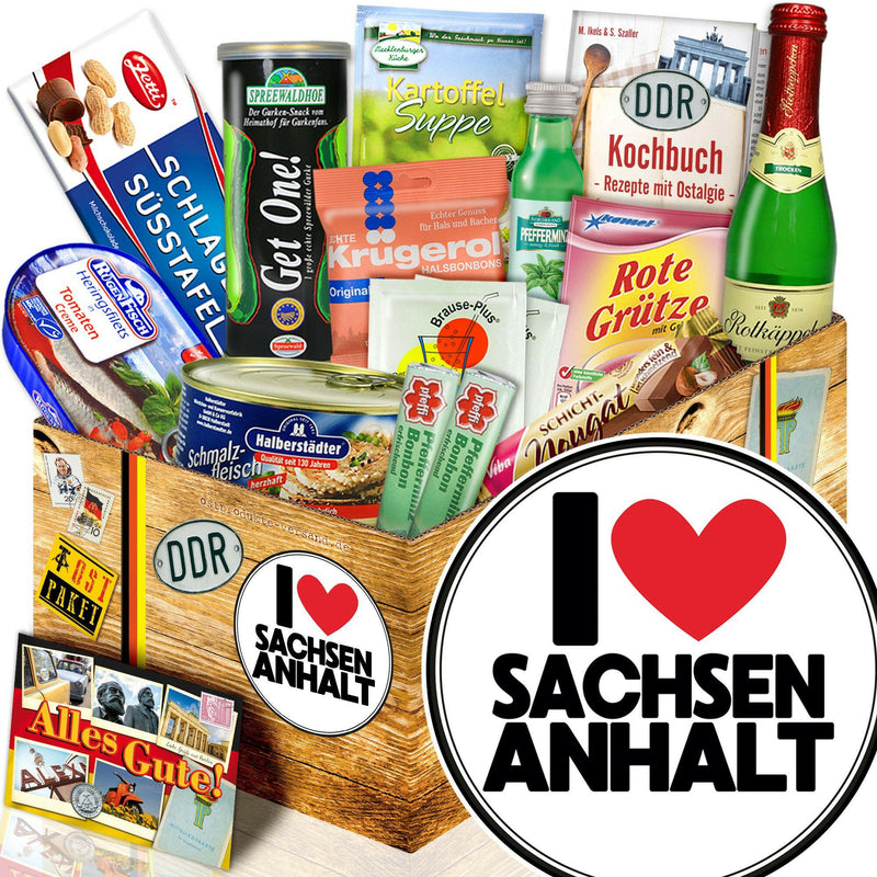 I Love Sachsen - Anhalt + Spezialitäten Set M - Ossiladen I Ostprodukte Versand