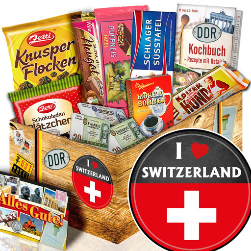 I Love Switzerland - Geschenkset Ostpaket "Schokoladenbox M" - Ossiladen I Ostprodukte Versand