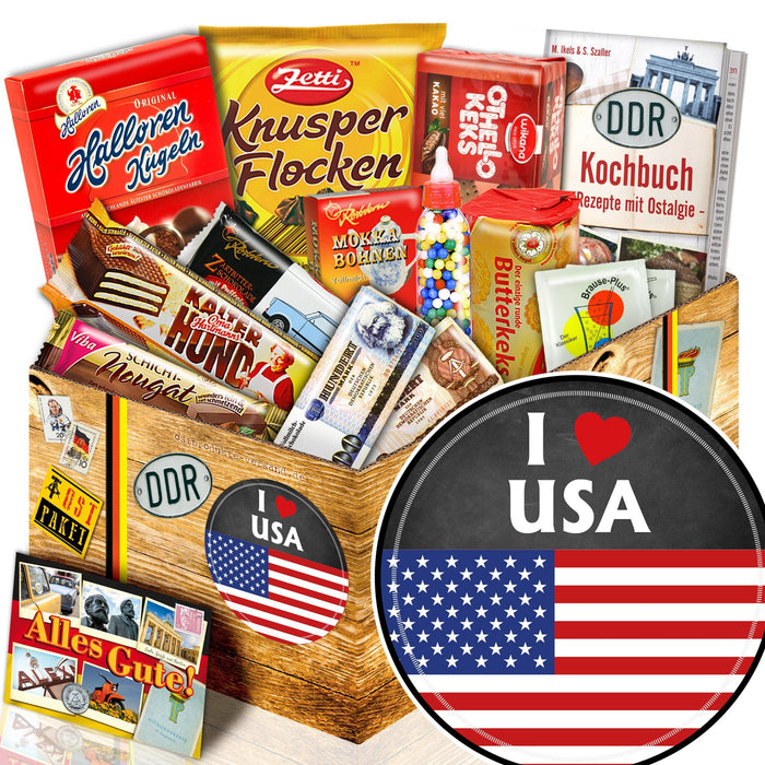 I love USA - Süßigkeiten Set DDR L - Ossiladen I Ostprodukte Versand