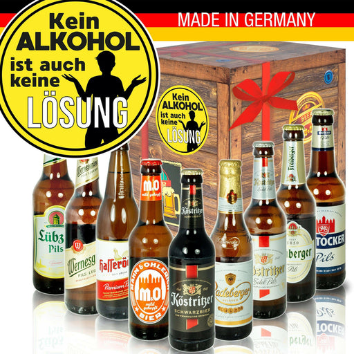 Kein Alkohol ist auch keine Lösung - Geschenkbox "Ostbiere" 9er Set - Ossiladen I Ostprodukte Versand