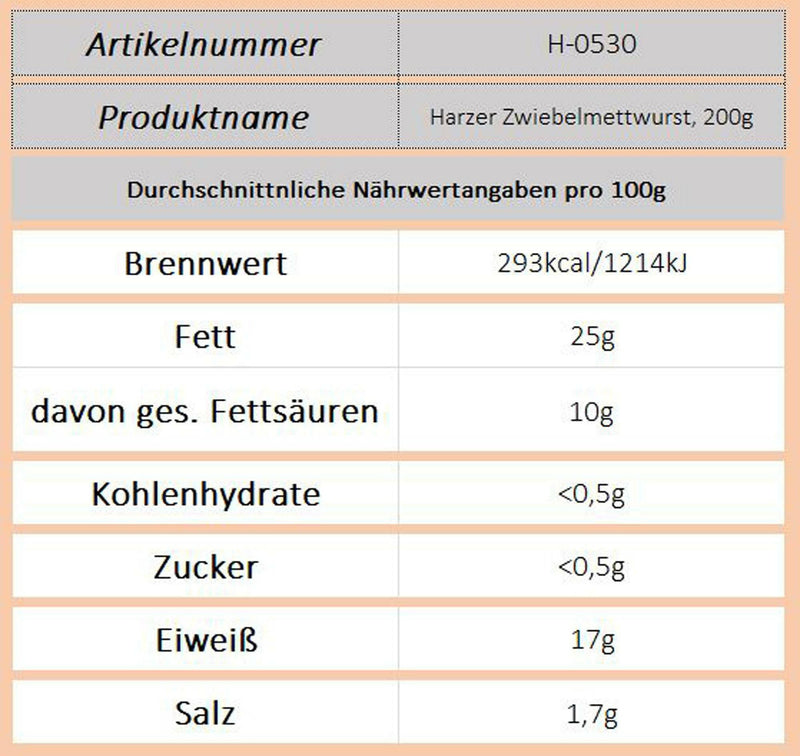 Keunecke Harzer Zwiebelmettwurst, 200g - Ossiladen I Ostprodukte Versand