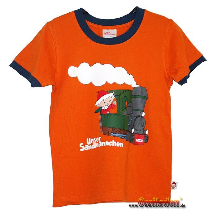 Kindershirt - Sandmännchen Lokomotive - orange