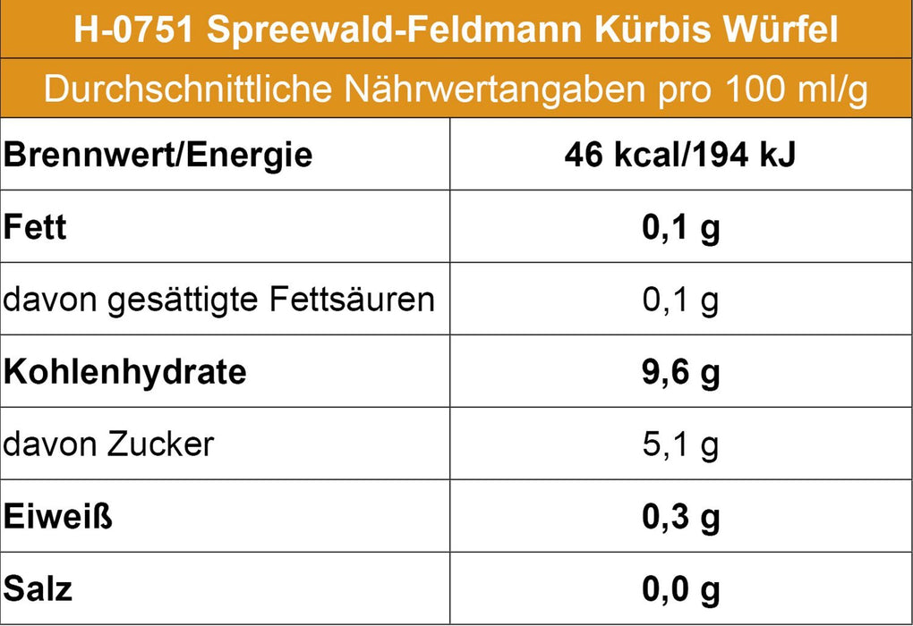 Kürbis Würfel (Spreewald-Feldmann) - Ossiladen I Ostprodukte Versand