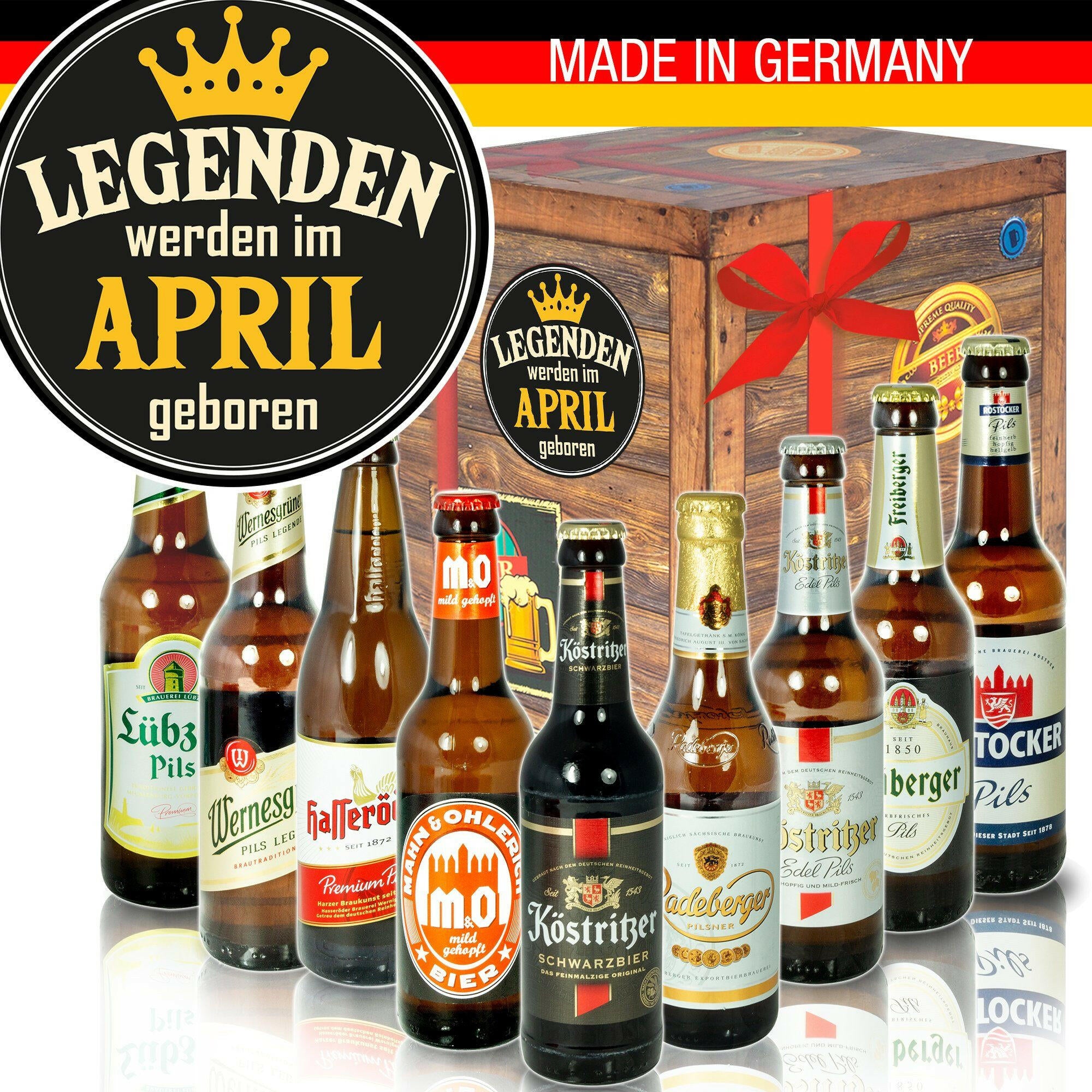 Legenden werden im April geboren - Geschenkbox "Ostbiere" 9er Set - Ossiladen I Ostprodukte Versand