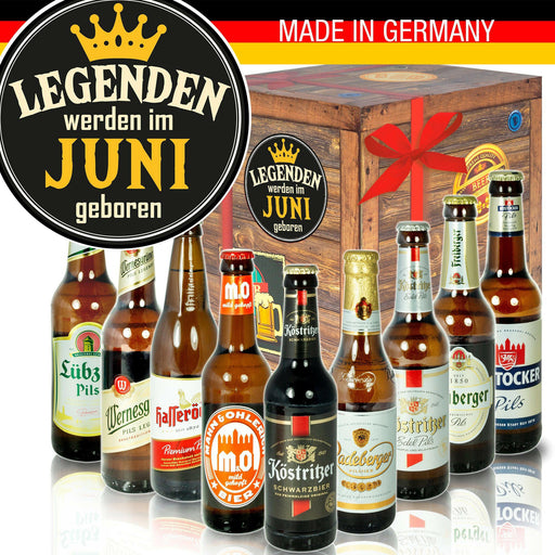 Legenden werden im Juni geboren - Geschenkbox "Ostbiere" 9er Set - Ossiladen I Ostprodukte Versand